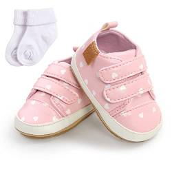 Sehfupoye Baby Mädchen Jungen Turnschuhe Kleinkind PU Leder erste Walking Schuhe Kleinkind Neugeborenes Prewalker Turnschuhe für 12-18 Monate mit Socke von Sehfupoye