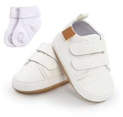 Sehfupoye Baby Mädchen Jungen Turnschuhe Kleinkind PU Leder erste Walking Schuhe Kleinkind Neugeborenes Prewalker Turnschuhe für 6-12 Monate mit Socke von Sehfupoye