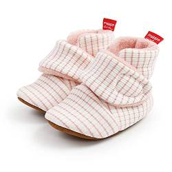 Sehfupoye Kleinkind Baby Jungen Mädchen Baumwolle Booties Schuhe Gestreifte Weiche Sohle Neugeborene Erste Wanderschuhe Warme Fleece Stiefel 0-6M von Sehfupoye