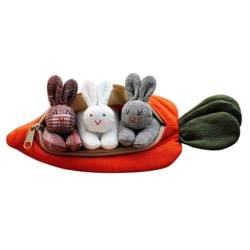 Sehoangd Brieftasche Tiergefüllte Hasenspielzeug, Karottenplüsch mit Hasen in niedlicher weicher Plüsch Karotte mit Reißverschluss Beutel Home Holiday Desktop Dekoration von Sehoangd