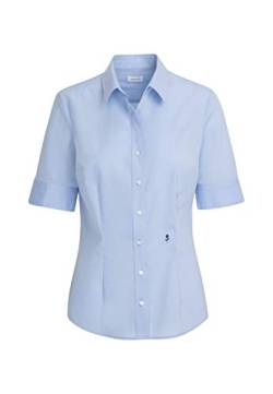 Seidensticker Damen City Uni Bügelfrei Schmal Taillierte Hemdbluse - Slim Fit Kurzarm 100% Baumwolle, Hellblau, 46 EU von Seidensticker