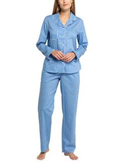 Seidensticker Damen Web lang Pyjamaset, hellblau, 36 von Seidensticker