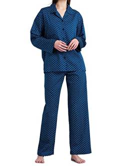 Seidensticker Damen Women Pyjama Long Pyjamaset, Petrol, 40 von Seidensticker