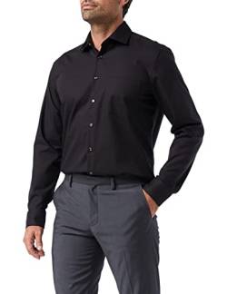 Seidensticker Herren Regular Bügelfrei Kent Langarm Business Shirt, schwarz, 40 EU von Seidensticker