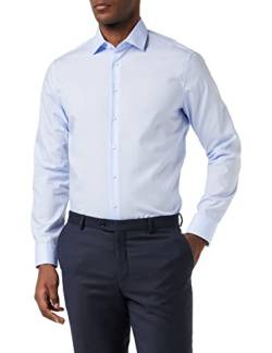 Seidensticker Herren Shaped Bügelfrei Kent Langarm Business Shirt, blau, 44 EU von Seidensticker
