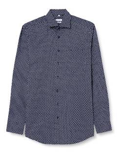 Seidensticker Men's Regular Fir Langarm Hemd Shirt, Dunkelblau, 44 von Seidensticker