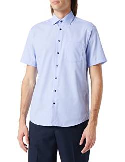 Seidensticker Men's Regular Fit Kurzarm Hemd Shirt, Hellblau, 44 von Seidensticker