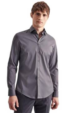 Seidensticker Men's Slim Fit Langarm Kragen Hemd Shirt, Grau, 39 von Seidensticker