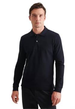 Seidensticker Men's Slim Fit Poloshirt Langarm Polo Shirt, Dunkelblau, L von Seidensticker