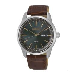 Seiko Herren Analog Solarbetrieben Uhr mit Leder Armband SNE529P1 von Seiko