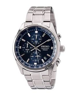 Seiko Herren-Uhr Quarz Edelstahl mit Edelstahlband SSB377P1, Blau von Seiko