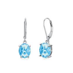 Blau Ohrringe Silber 925 hängend Creolen Baumeln Damen mit 5A Zirkonia Oval Geburtsstein Dezember Ohrringe Hängend für Frauen Geburtstags Schmuck Geschenk für Sie von Seiyang