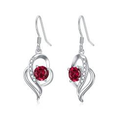 Damen Ohrringe Silber 925 hängend Granate Ohrringe Rot Granat Drop Halo Ohrringe, edlen Schmuck Geschenk für Frauen Mädchen von Seiyang