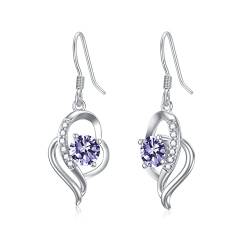 Damen Ohrringe aus 925 Sterling Silber Alexandrit Ohrringe Drop Halo Ohrringe mit Kristallen, edlen Schmuck Geschenk für Frauen Mädchen von Seiyang