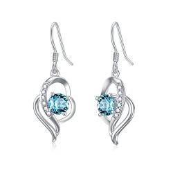 Sterling Silber Aquamarin Ohrringe blau Crystal Drop Halo Ohrringe mit Kristallen, edlen Schmuck Geschenk für Frauen Mädchen von Seiyang