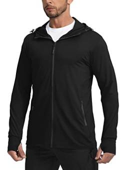 Herren UPF 50+ Full Zip Leichte Jacke Kapuze Langarm Kühlshirt mit Tasche für Männer Wandern Angeln Outdoor von Sejuani