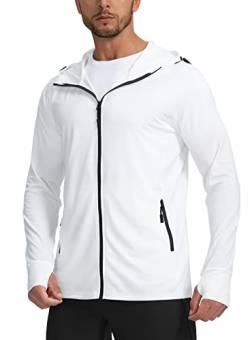 Herren UPF 50+ Full Zip Leichte Jacke Kapuze Langarm Kühlshirt mit Tasche für Männer Wandern Angeln Outdoor von Sejuani