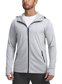 Sejuani Herren UPF 50+ Leichte Jacke Full Zip Sonnenschutz Hoodie Langarm Sonnenshirts für Männer Wandern Angeln Reißverschlusstaschen von Sejuani