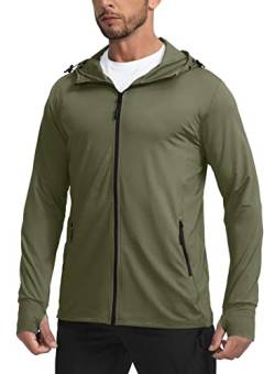 Sejuani Herren UPF 50+ Leichte Jacke Full Zip Sonnenschutz Hoodie Langarm Sonnenshirts für Männer Wandern Angeln Reißverschlusstaschen von Sejuani