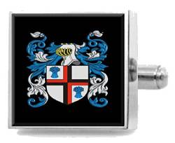 Fitt England Heraldik Wappen Sterling Silber Manschettenknöpfe Gravur Nachricht Box von Select Gifts