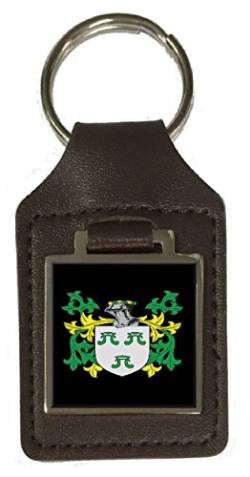 Gibson Familienwappen Nachname Wappen Braun Leder Schlüsselanhänger Gravur, braun von Select Gifts