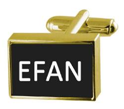 Gravierte Box Goldton Manschettenknöpfe Name – Efan, One Size von Select Gifts