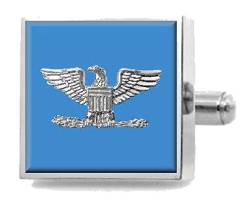 Manschettenknöpfe US Air Force Colonel mit Gravur, Sterling-Silber 925 von Select Gifts