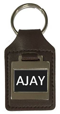 Schlüsselanhänger aus Leder für Geburtstag, Name, optionale Gravur – Ajay, braun von Select Gifts