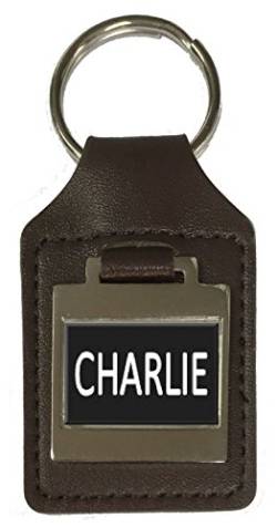 Schlüsselanhänger aus Leder für Geburtstag, Name, optionale Gravur - Charlie, silber, Einheitsgröße von Select Gifts