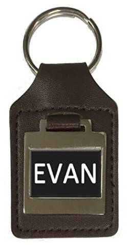 Schlüsselanhänger aus Leder für Geburtstag, Name, optionale Gravur – Evan, braun von Select Gifts