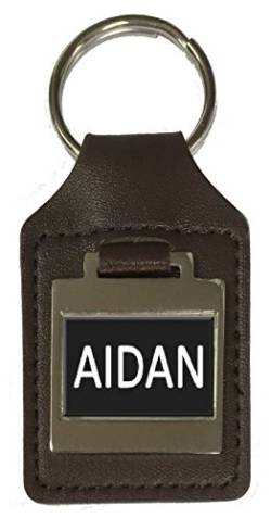 Schlüsselanhänger aus Leder mit Namensgravur – Aidan, silber, Einheitsgröße von Select Gifts