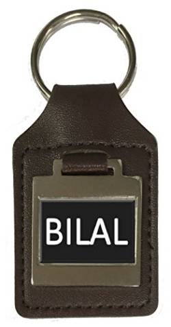 Schlüsselanhänger aus Leder mit Namensgravur - Bilal, silber, Einheitsgröße von Select Gifts