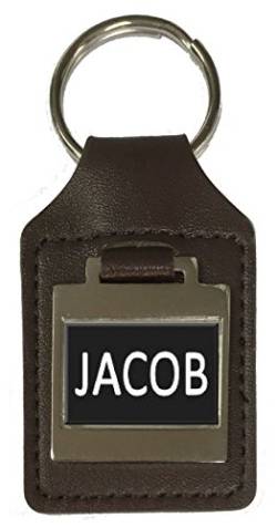 Schlüsselanhänger aus Leder mit Namensgravur - Jacob, silber, Einheitsgröße von Select Gifts