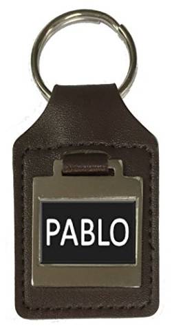 Schlüsselanhänger aus Leder mit Namensgravur - Pablo, silber, Einheitsgröße von Select Gifts