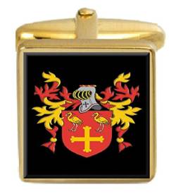 Select Gifts Theakston Manschettenknöpfe England-Familienwappen Wappen Wappen Gold Gravierte Box von Select Gifts