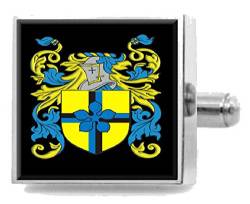 Tait Schottland Heraldik Wappen Sterling Silber Manschettenknöpfe Gravur Nachricht Box von Select Gifts
