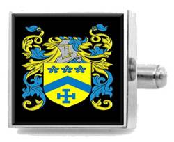 Watson Manschettenknöpfe Schottland Heraldik Wappen Sterling Silber Gravur Nachricht Box, Silber, ONE von Select Gifts