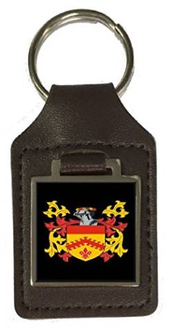 Zwiebelfamilienwappen Nachname Wappen Braun Leder Schlüsselanhänger Gravur, braun von Select Gifts