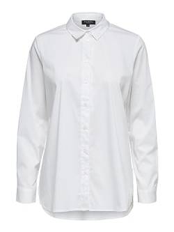 Damen Selected Lange Hemd Bluse | Langarm Classic Tunika Regular Fit Oberteil | SLFORI mit Reißverschluss, Farben:Weiß, Größe:36 von SELECTED FEMME