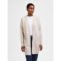 SELECTED FEMME Cardigan Lange Strickjacke mit Taschen Stretch Casal Cardigan SLFLULU 4994 in Beige-2 von Selected Femme