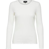 SELECTED FEMME Langarmshirt, fein gerippt, gerüschte Säume, für Damen, weiß, XL von Selected Femme