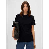 SELECTED FEMME T-Shirt Dünnes Basic Kurzarm Shirt SLFMYESSENTIAL 6075 in Schwarz von Selected Femme