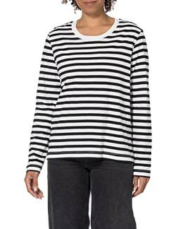 Selected Femme Damen SLFSTANDARD LS Tee STR NOOS T-Shirt, Black/Stripes:Snow White, M von Selected Femme