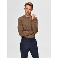 SELECTED HOMME Strickpullover Einfarbiger Pullover Basic Rundhals Long Sleeve Shirt SLHBERG (1-tlg) 3860 in Braun von Selected Homme