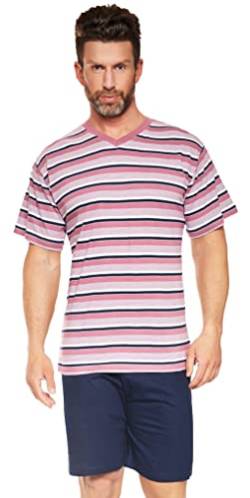 Moonline modernes und bequemes Herren Shorty, aus 100% weicher Baumwolle, Rose-Marine-gestreift, Gr. XXL von Selente