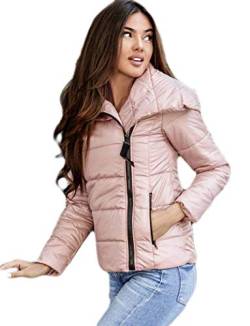 Selente #Fashionista Damen Jacke als praktische Übergangsjacke/leichte Winterjacke/Kurze Steppjacke in modischem Design ideal für Frühling und Herbst, Modell 4 Rosa, Größe 3XL von Selente