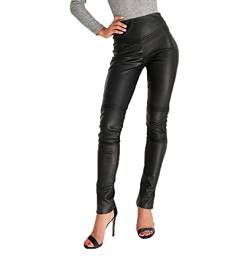 Selente #Fashionista Damen Leggings in Leder-Optik in modischem Design, Schwarz Öko-Leder, Größe M von Selente
