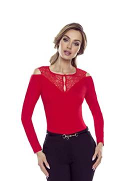 Selente #Fashionista Melody Damen Spitzentop/Bluse (Made in EU), Langarmbluse Spitze Rot, Gr. L von Selente