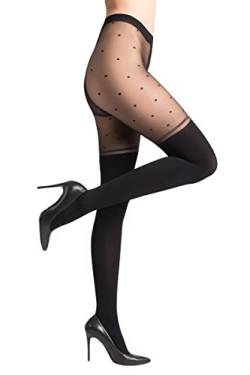 Selente Lovely Legs Damen Strumpfhose in Strapsstrumpf-Optik, made in EU, Schwarz-gepunktet, Gr. L von Selente