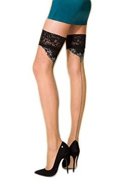 Selente Lovely Legs edle halterlose Damen Strümpfe (made in EU), schwarz, beige und grau mit Rücknaht, Gr. M/L von Selente
